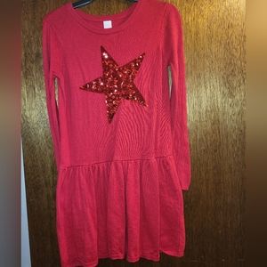 Girls Red With Star Embellishment Sweater Dress (Like New)
